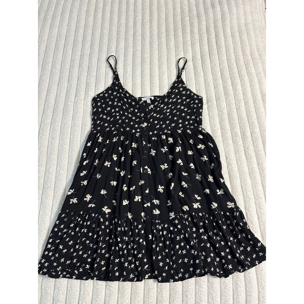 Pacsun Patrons of Peace Floral Mini Sundress Women’s small black cream Tie Back